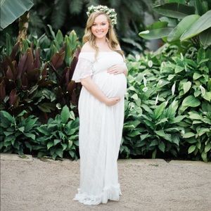 Maternity white lace gown